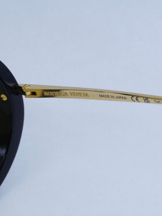 Bottega Veneta BV1273S 003 Geometric Sunglasses - Black and Gold/Yellow
